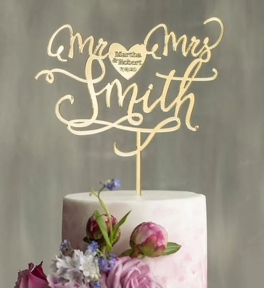 Mr and Mrs Cake topper
