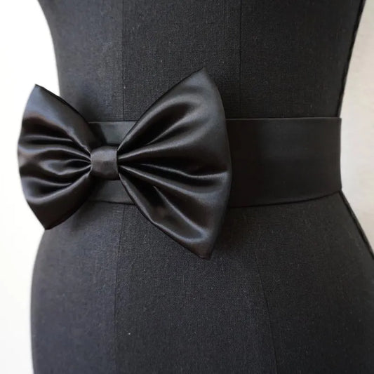 Black satin Big bow Belt