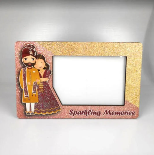 Couple Glitter Photo Magnet