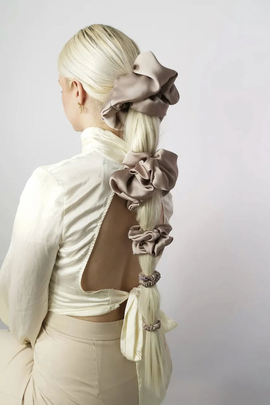Metallic Grey Scrunchie Family