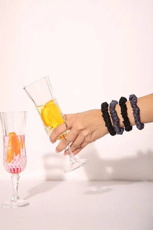 BONNE NUIT SKINNY SATIN SILK SCRUNCHIE COLLECTION