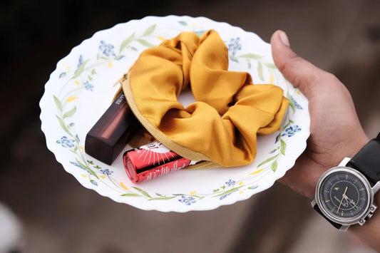 Yellow Satin Wallet Scrunchies
