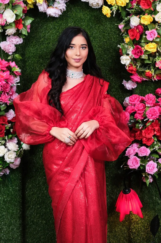 Organza Detachable Red Sleeve