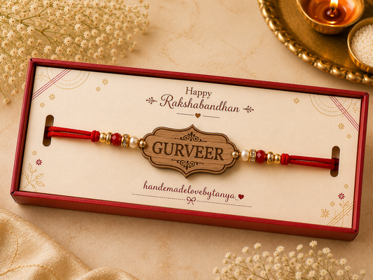 Personalized Wooden Name Rakhi (Gurveer)