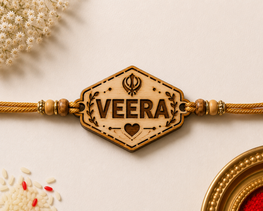 Personalized Veera Wooden Rakhi