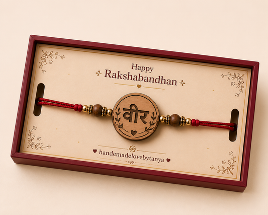 Hindi "Veer" Wooden Rakhi