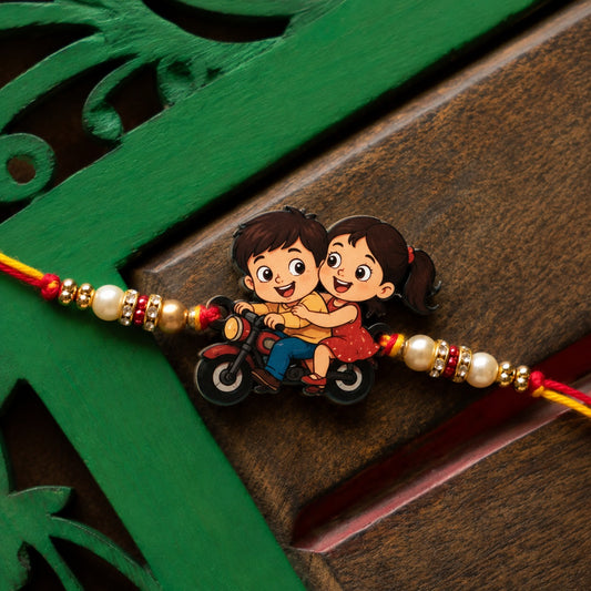 Bike Ride Sibling Acrylic Rakhi