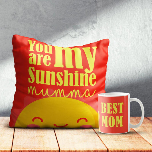 Mumma Cushion With Best Mom Coffee Mug Combo
