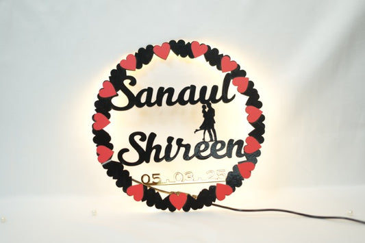 Personalised Couple Name Ring Lamp