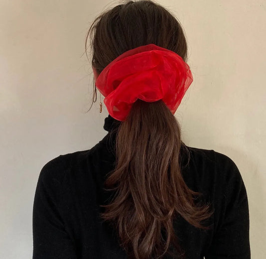Red Organza Cloud Scrunchie