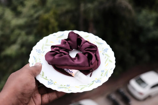 Wine Satin Wallet Scrunchies