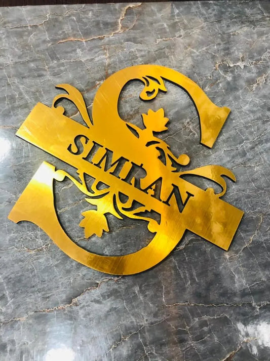 golden monogram name plate