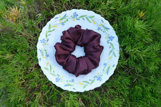 Wine Satin Scrunchie