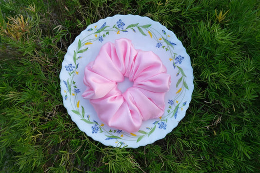 Baby Pink Satin Scrunchie