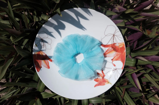 Sky Blue Mesh Scrunchie