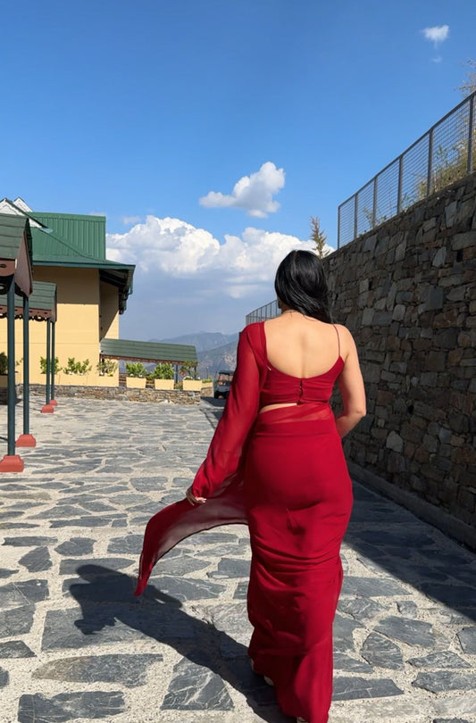 Cardinal Flower Georgette Blouse Plus