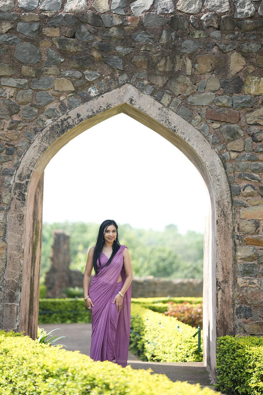 Heliotrope Georgette One Minute Saree