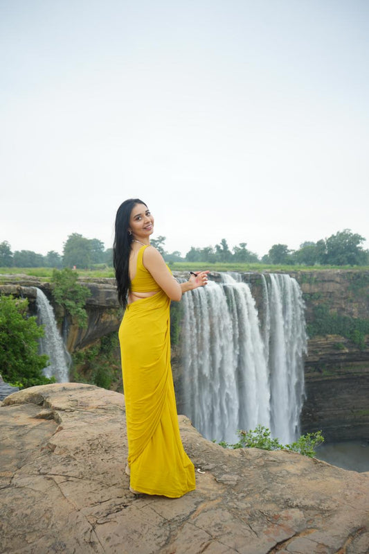 24K Gold Georgette One Minute Saree