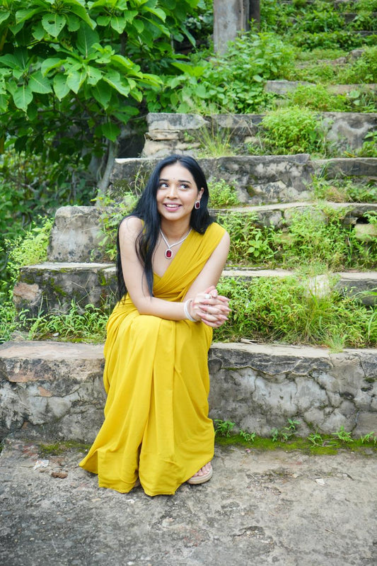 24K Gold Georgette One Minute Saree Plus