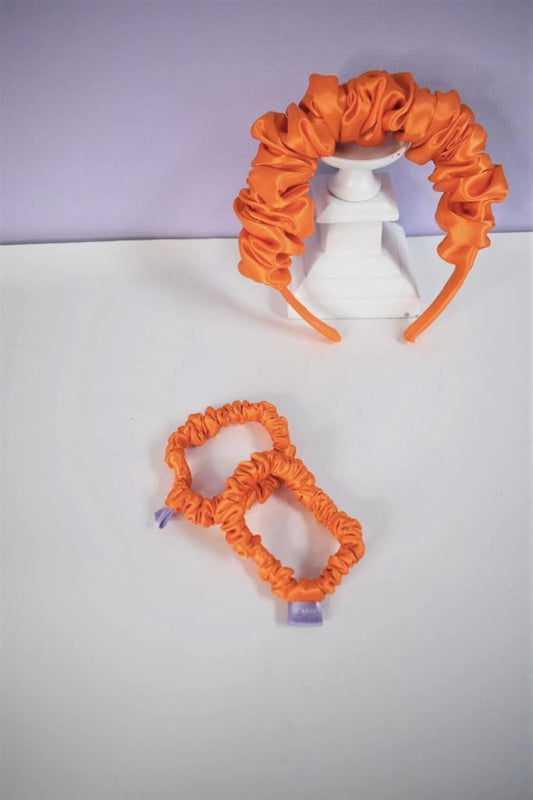 Orange Hairband and Skinny Scrunchie Combo
