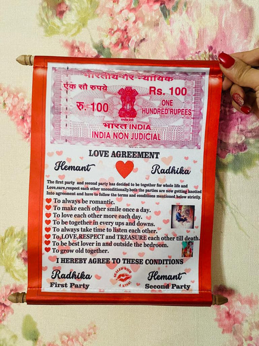 Personalised Love Contract Scroll