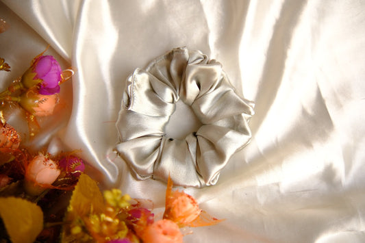 Ivory Satin Scrunchie