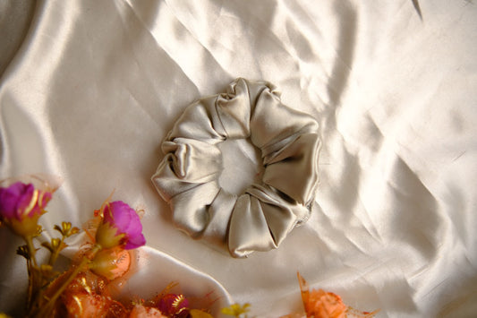 Taupe Satin Scrunchie
