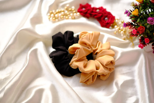 Black Gold Crepe Scrunchies Combo