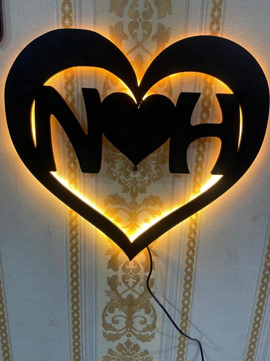 Heart Style Initial Name Lamp