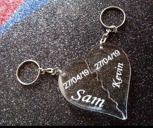 Glass Heart Name Keychain