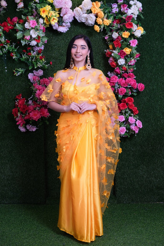 Sunflower Butterfly Saree