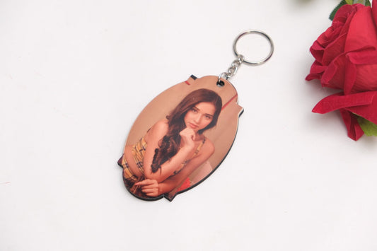 Wooden Printed Photo Keychain