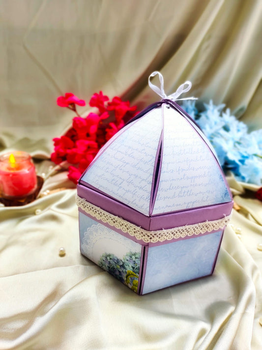 Hexagonal explosion box with dome lid