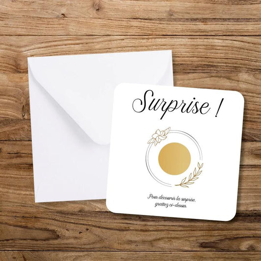 Customizable scratch card with envelope