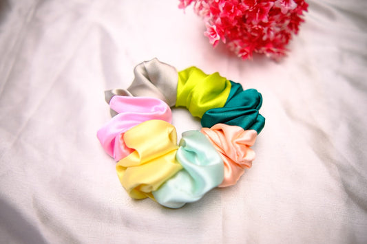 Pastel Rainbow Scrunchies