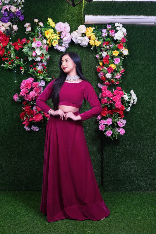 Rose Sapphire Velvet skirt top