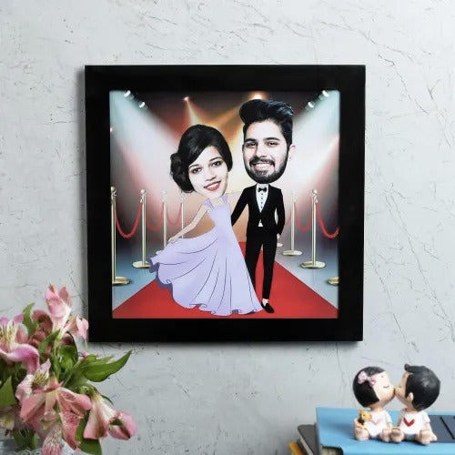 Red Carpet Couple Personalized Caricature Frame