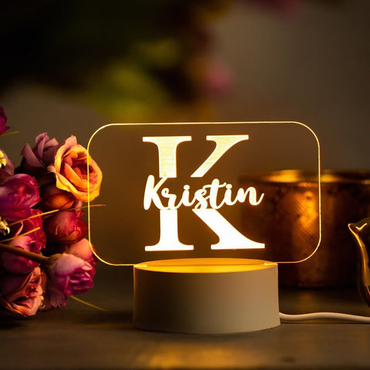Initial Name Glass Table  Lamp