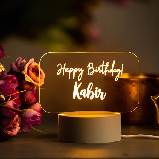 Happy Birthday Glass Table Lamp