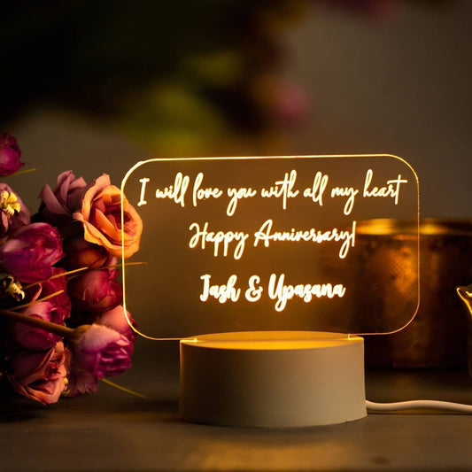 Happy anniversary Glass Table Lamp