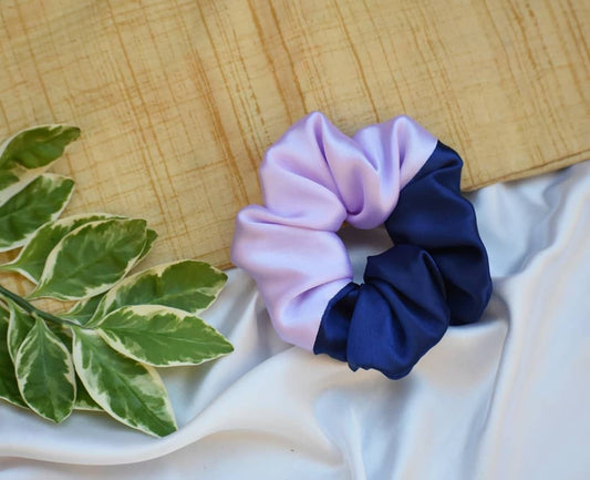 Dual Tone Satin Scrunchie Blue Edition