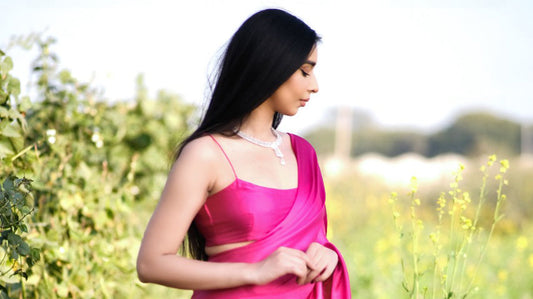 Barbie pink satin Stitched Blouse