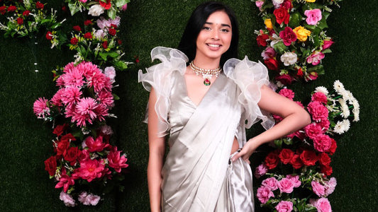 Mother of Pearl Satin Frill Stitched Blouse