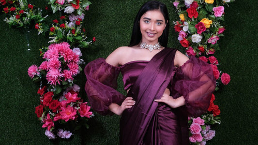 Wine Satin Stitched Blouse