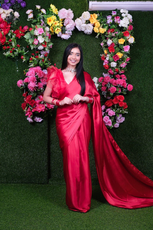 Unstitched Love Satin Saree