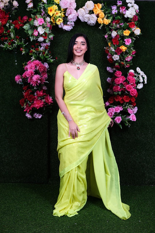 Unstitched Neon Attack Filmfare Sequence Saree