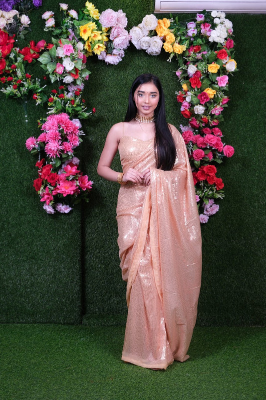 Unstitched Gold Filmfare Sequence Saree