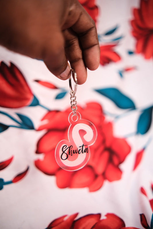 Personalised Glass Initial Name Keychain
