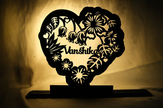 Personalised Floral Heart Lamp