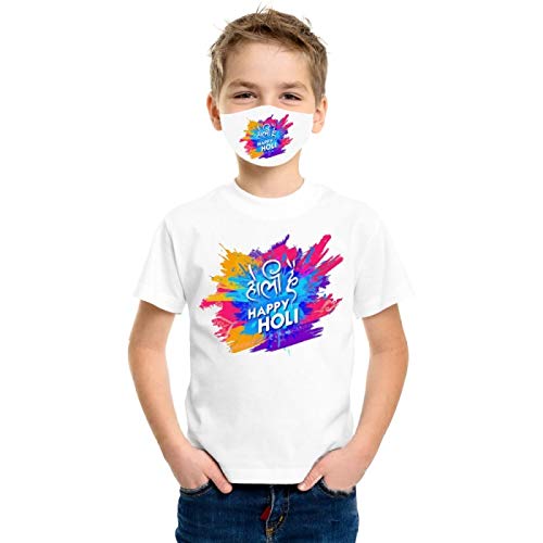 Happy Holi Kids Holi Tee and Mask